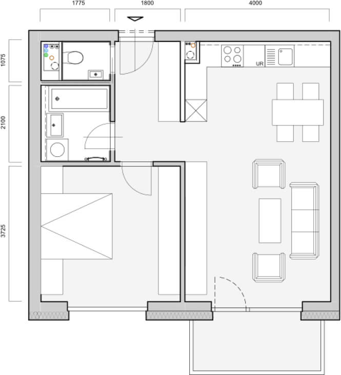 2 izbový byt pôdorys | Havranské